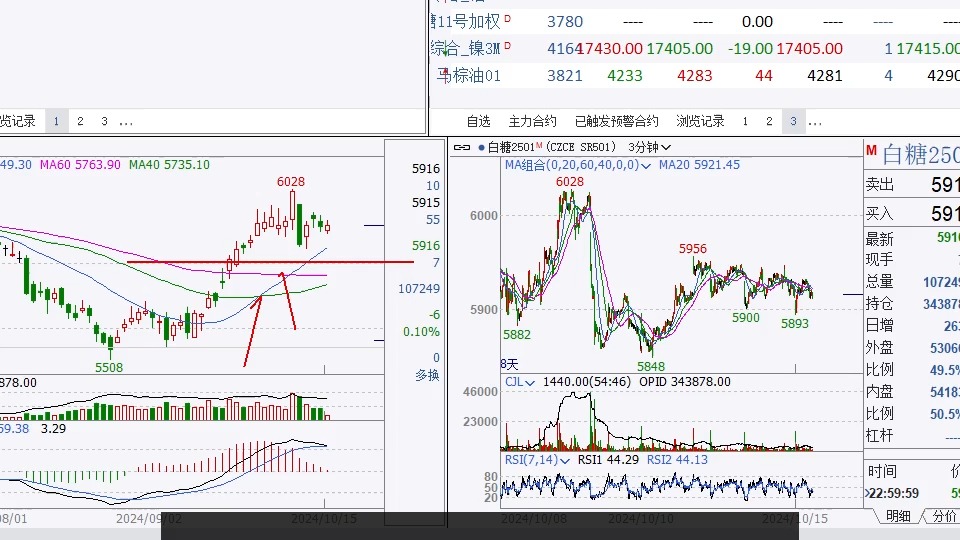 （2024年10月22日）白糖期货价格行情今日报价