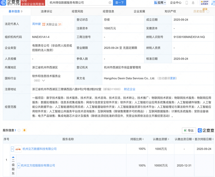 蔚来、豪威集团等成立科技公司,含AI及集成电路业务