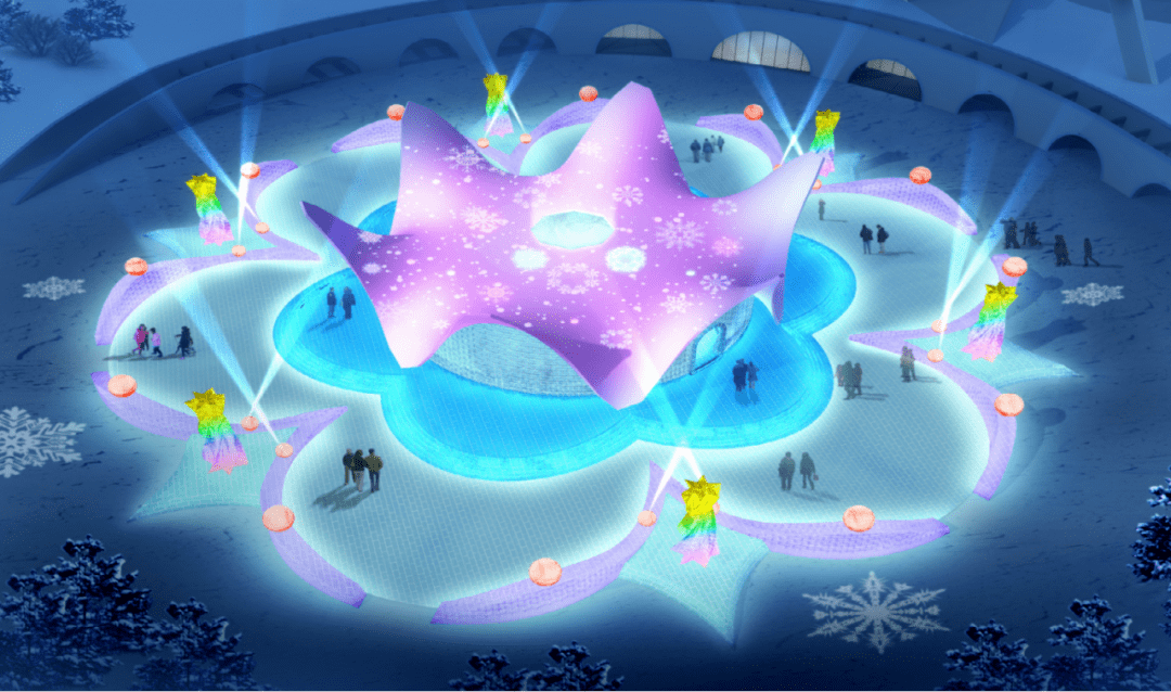 哈尔滨冰雪大世界全新打造“植物彩色冰村落”